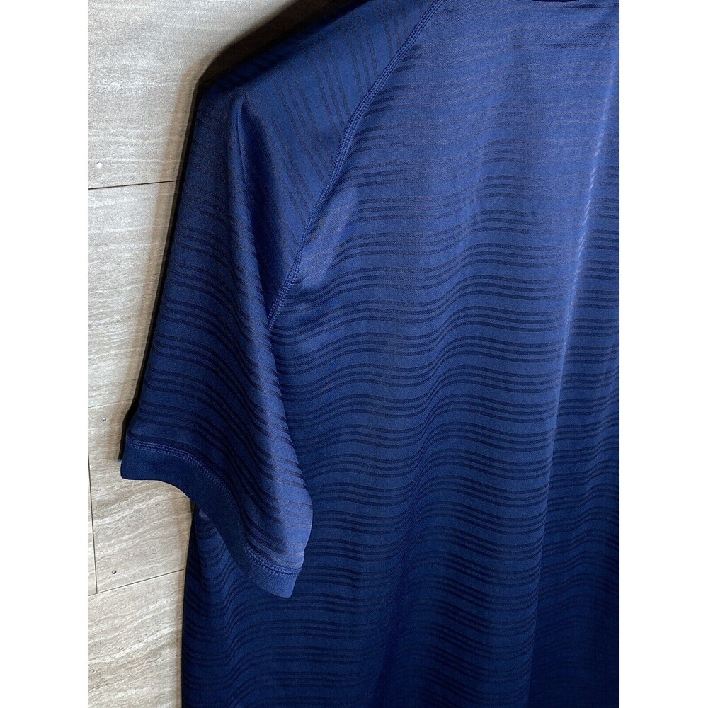Adidas Valor Eagles Climalite Polo Navy Blue Striped Mens L Highschool Sport EUC - Picture 7 of 7
